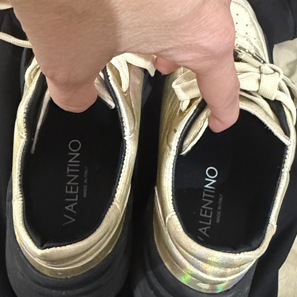 Valentino Women's Metallic Gold Sneakers - Picture 3 of 4